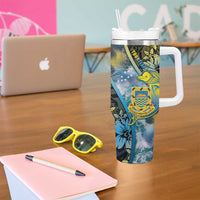 Personalised Tuvalu Tumbler With Handle Dolphin On The Waves DT05 - Polynesian Pride