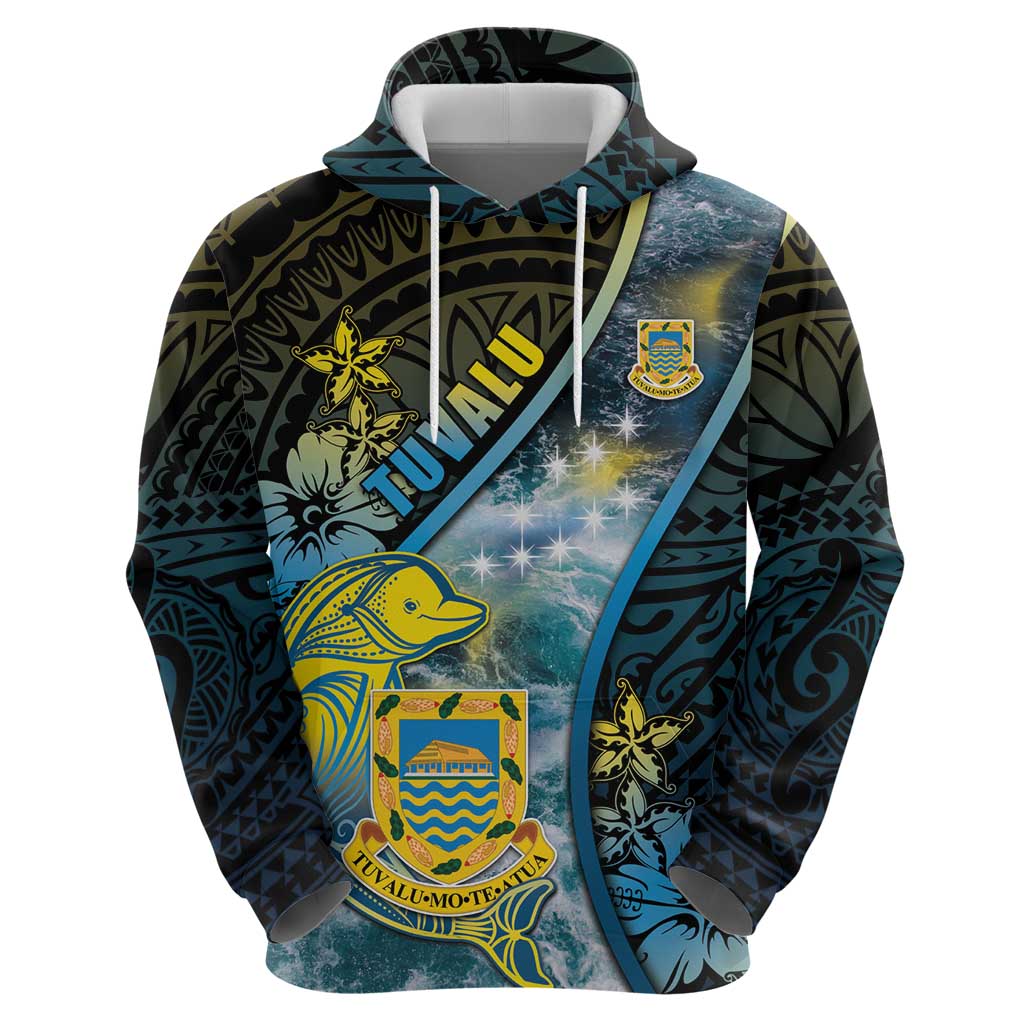 Personalised Tuvalu Zip Hoodie Dolphin On The Waves DT05 - Polynesian Pride