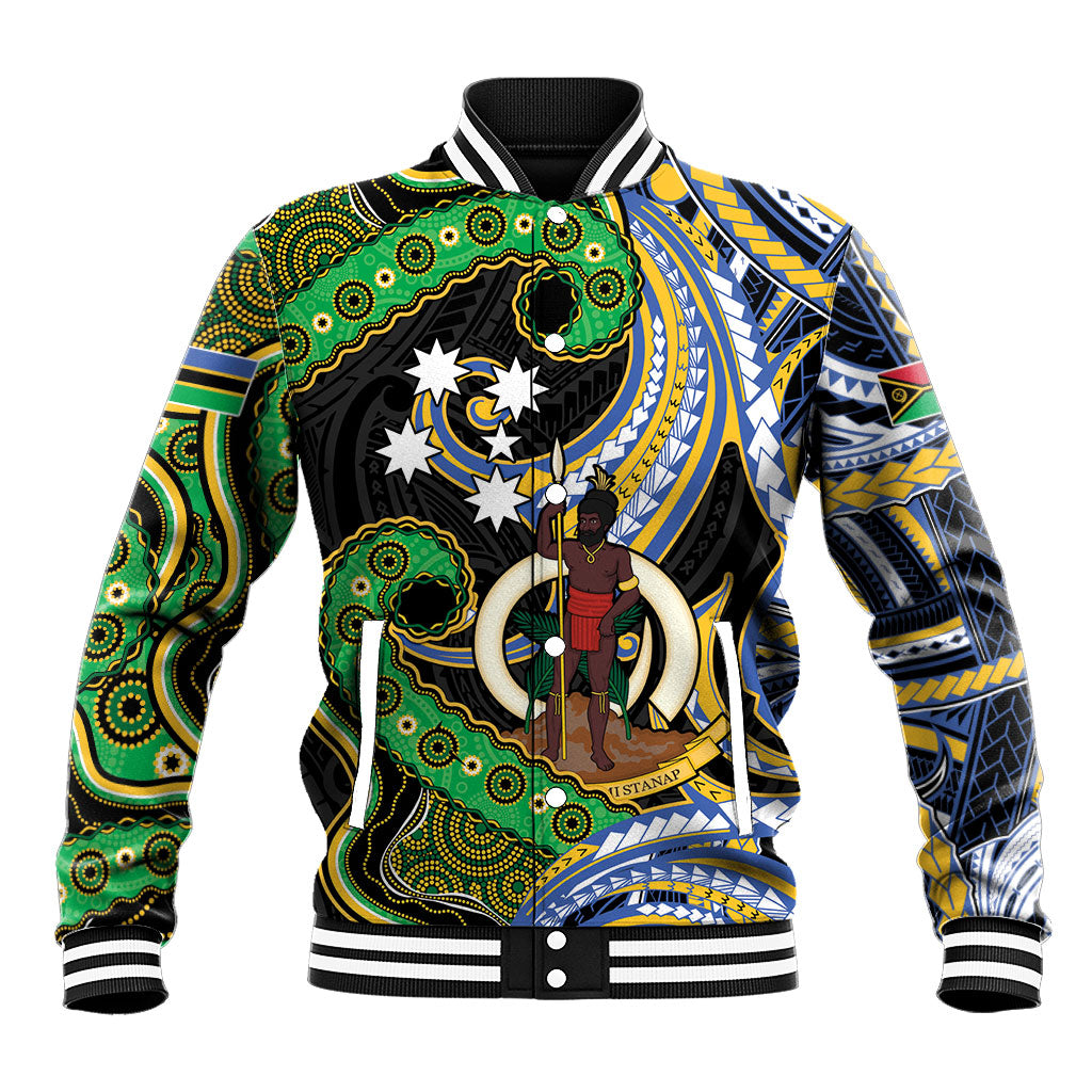South Sea Islanders And Vanuatu Baseball Jacket Boar Tusk Warrior Southern Tribal Pattern DT05 Unisex Black - Polynesian Pride