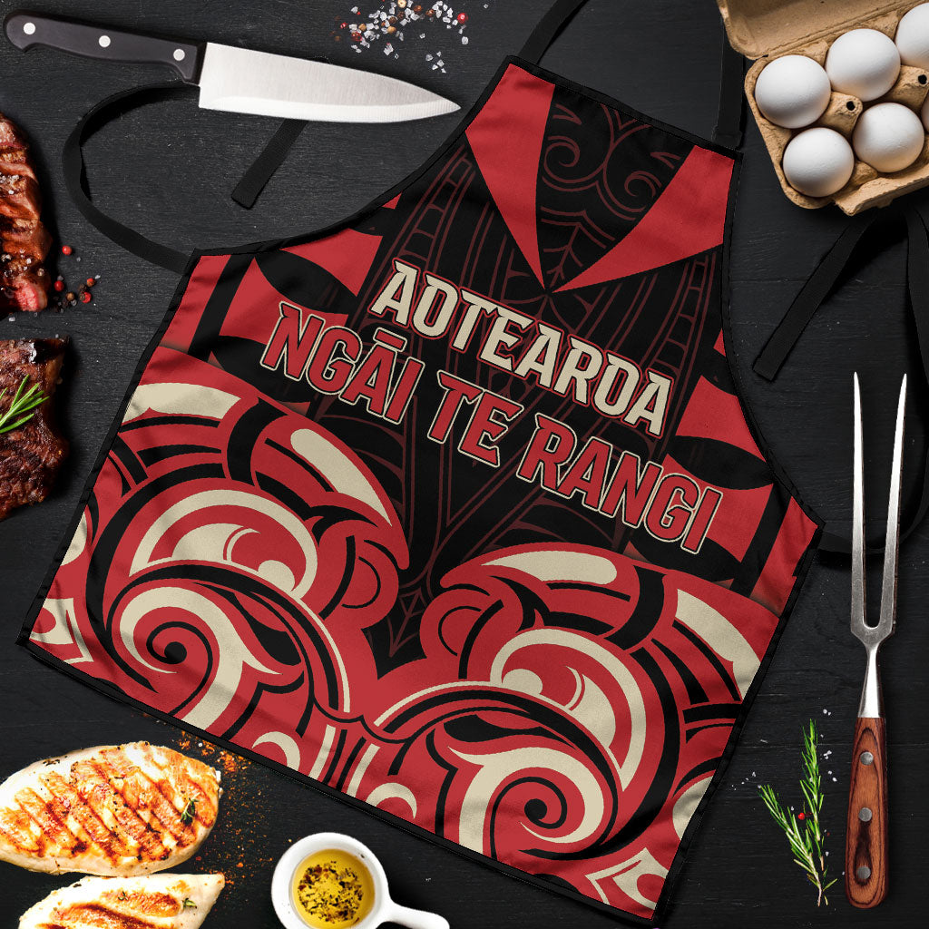 Aotearoa Ngai Te Rangi Apron New Zealand Traditional Maori Pattern DT05 Red - Polynesian Pride