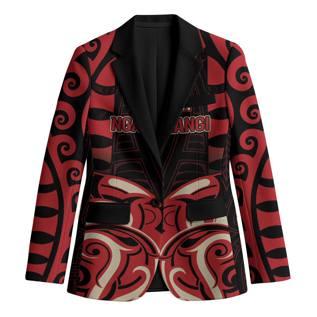 Custom Aotearoa Ngai Te Rangi Blazer New Zealand Traditional Maori Pattern DT05 Unisex Red - Polynesian Pride