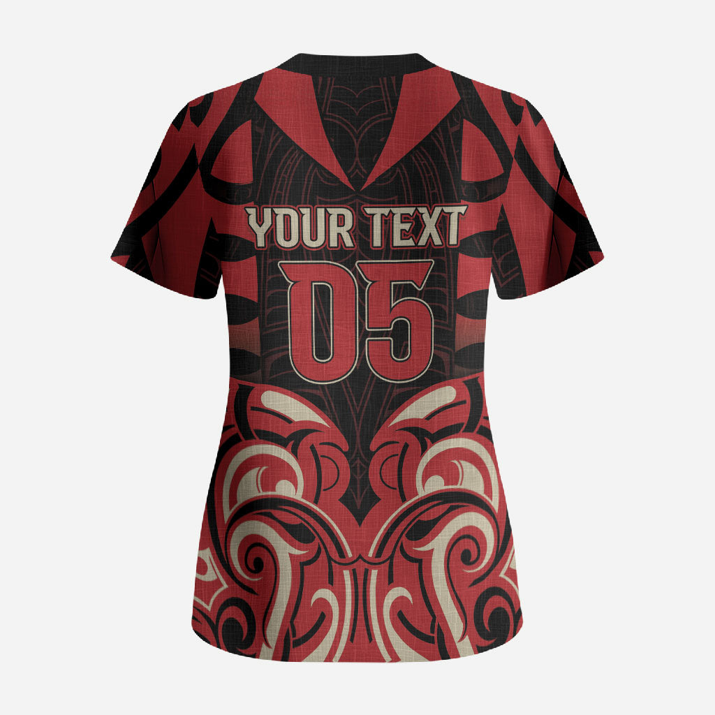 Custom Aotearoa Ngai Te Rangi Scrub Top New Zealand Traditional Maori Pattern DT05 - Polynesian Pride