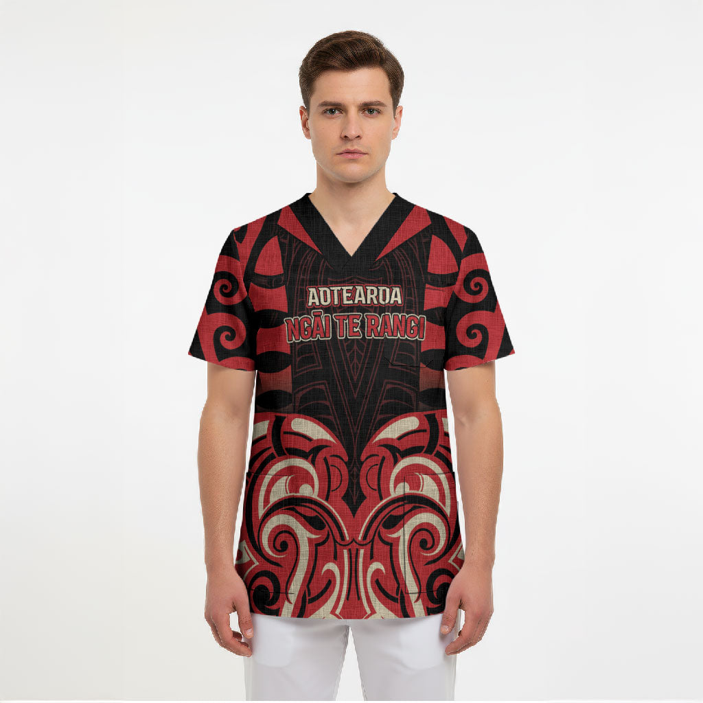Custom Aotearoa Ngai Te Rangi Scrub Top New Zealand Traditional Maori Pattern DT05 - Polynesian Pride