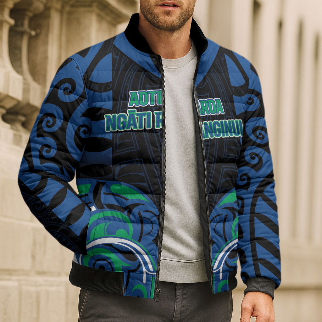 Custom Aotearoa Ngati Ranginui Bomber Puffer Jacket New Zealand Traditional Maori Pattern DT05 - Polynesian Pride