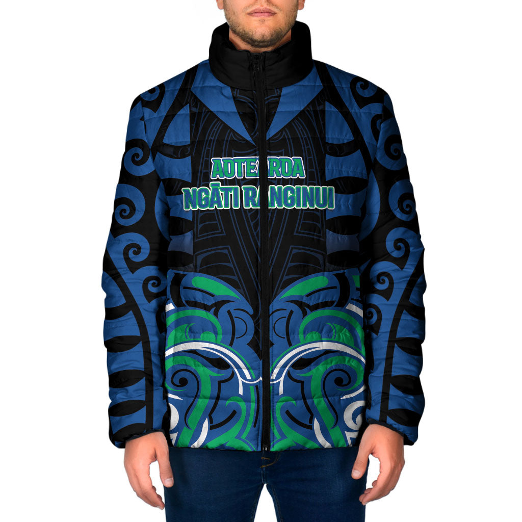 Custom Aotearoa Ngati Ranginui Padded Jacket New Zealand Traditional Maori Pattern DT05 Men Navy - Polynesian Pride