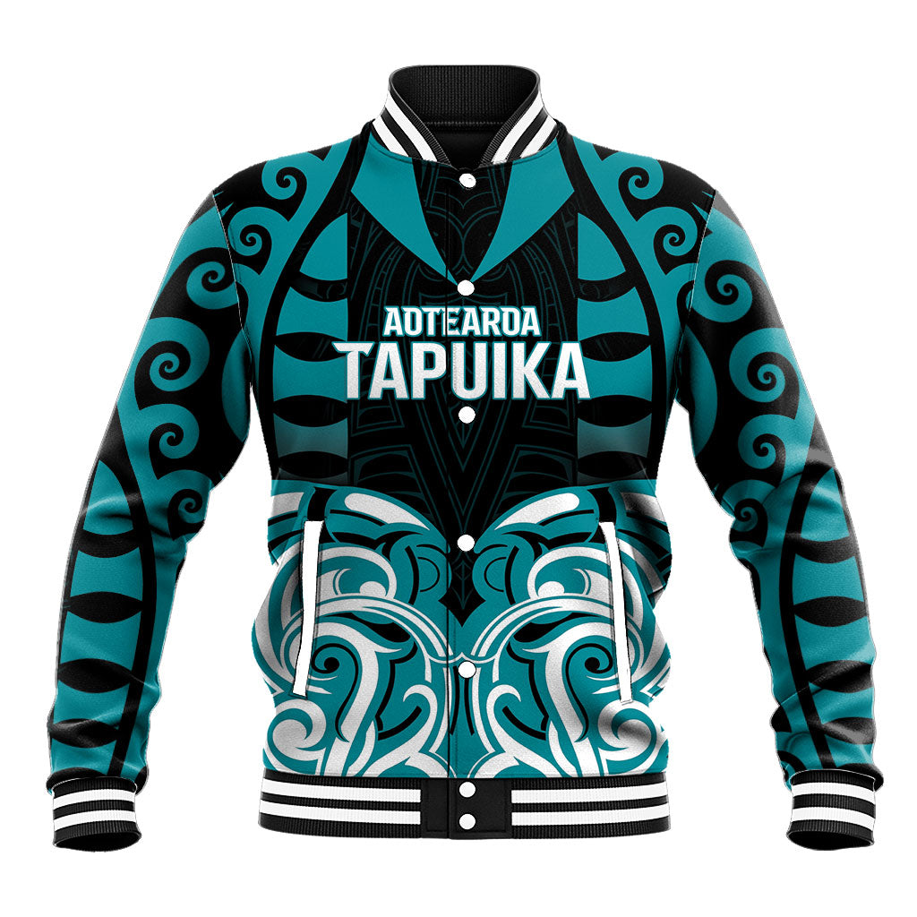 Custom Aotearoa Tapuika Baseball Jacket New Zealand Traditional Maori Pattern DT05 Unisex Teal - Polynesian Pride