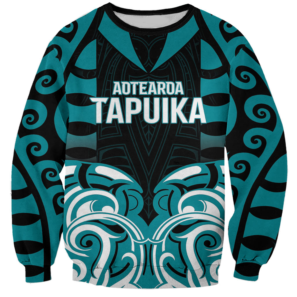 Custom Aotearoa Tapuika Sweatshirt New Zealand Traditional Maori Pattern DT05 Unisex Teal - Polynesian Pride