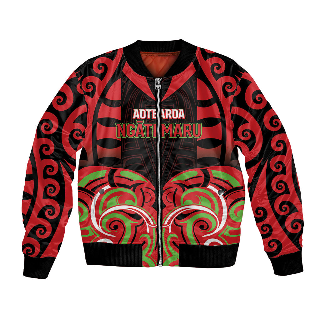 Custom Aotearoa Ngati Maru Bomber Jacket New Zealand Traditional Maori Pattern DT05 Unisex Red - Polynesian Pride