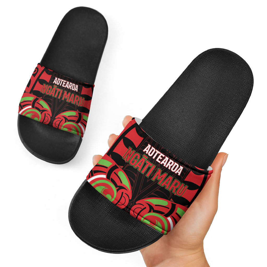 Aotearoa Ngati Maru Slide Sandals New Zealand Traditional Maori Pattern DT05 - Polynesian Pride