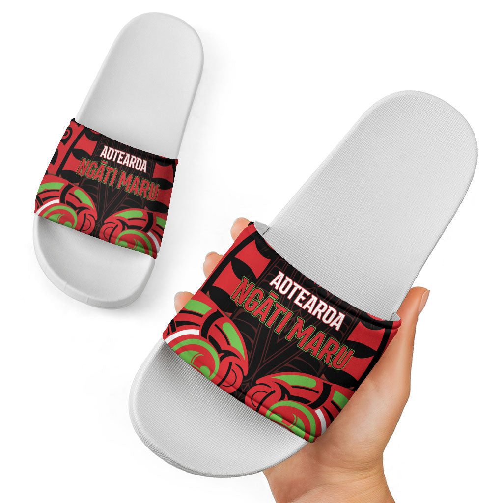 Aotearoa Ngati Maru Slide Sandals New Zealand Traditional Maori Pattern DT05 - Polynesian Pride