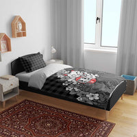 Black Palaka Hawaiian And Japanese Bedding Set Maneki Neko And Sakura Bloom DT05 - Polynesian Pride