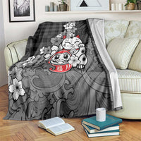 Black Palaka Hawaiian And Japanese Blanket Maneki Neko And Sakura Bloom DT05 Black - Polynesian Pride