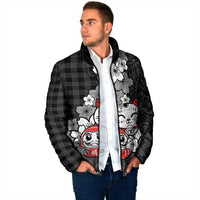 Black Palaka Hawaiian And Japanese Padded Jacket Maneki Neko And Sakura Bloom DT05 - Polynesian Pride
