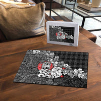 Black Palaka Hawaiian And Japanese Puzzle Maneki Neko And Sakura Bloom DT05 - Polynesian Pride