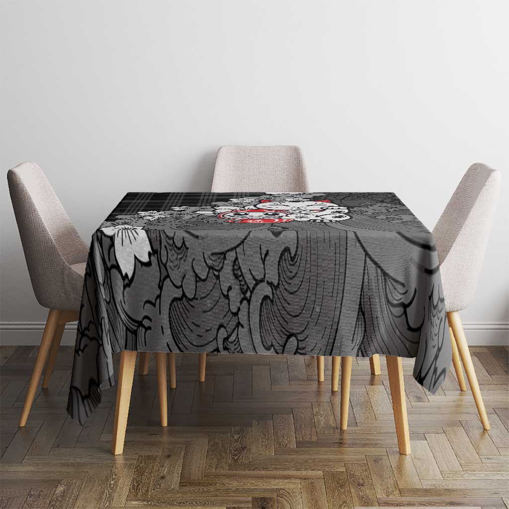 Black Palaka Hawaiian And Japanese Tablecloth Maneki Neko And Sakura Bloom DT05 - Polynesian Pride