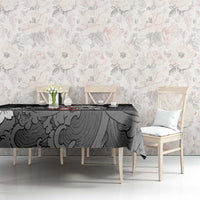 Black Palaka Hawaiian And Japanese Tablecloth Maneki Neko And Sakura Bloom DT05 - Polynesian Pride