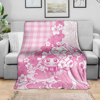 Pink Palaka Hawaiian And Japanese Blanket Maneki Neko And Sakura Bloom DT05 - Polynesian Pride
