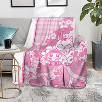 Pink Palaka Hawaiian And Japanese Blanket Maneki Neko And Sakura Bloom DT05 - Polynesian Pride