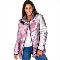 Pink Palaka Hawaiian And Japanese Padded Jacket Maneki Neko And Sakura Bloom DT05 Women Pink - Polynesian Pride