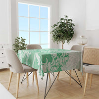 Green Palaka Hawaiian And Japanese Tablecloth Maneki Neko And Sakura Bloom DT05 - Polynesian Pride