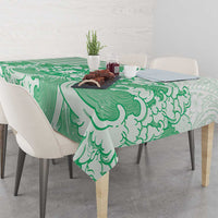 Green Palaka Hawaiian And Japanese Tablecloth Maneki Neko And Sakura Bloom DT05 - Polynesian Pride