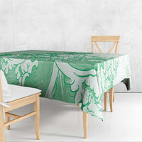 Green Palaka Hawaiian And Japanese Tablecloth Maneki Neko And Sakura Bloom DT05 - Polynesian Pride