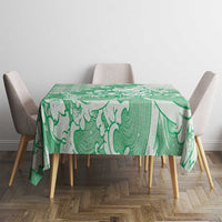Green Palaka Hawaiian And Japanese Tablecloth Maneki Neko And Sakura Bloom DT05 - Polynesian Pride