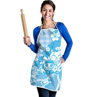 Blue Palaka Hawaiian And Japanese Apron Maneki Neko And Sakura Bloom DT05 - Polynesian Pride