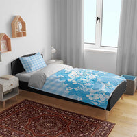 Blue Palaka Hawaiian And Japanese Bedding Set Maneki Neko And Sakura Bloom DT05 - Polynesian Pride