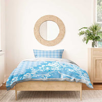 Blue Palaka Hawaiian And Japanese Bedding Set Maneki Neko And Sakura Bloom DT05 - Polynesian Pride