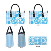 Blue Palaka Hawaiian And Japanese Leather Bag Maneki Neko And Sakura Bloom DT05 - Polynesian Pride