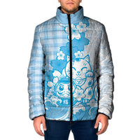 Blue Palaka Hawaiian And Japanese Padded Jacket Maneki Neko And Sakura Bloom DT05 Men Blue - Polynesian Pride