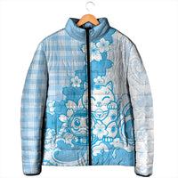 Blue Palaka Hawaiian And Japanese Padded Jacket Maneki Neko And Sakura Bloom DT05 - Polynesian Pride