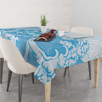 Blue Palaka Hawaiian And Japanese Tablecloth Maneki Neko And Sakura Bloom DT05 - Polynesian Pride