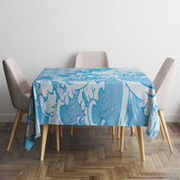 Blue Palaka Hawaiian And Japanese Tablecloth Maneki Neko And Sakura Bloom DT05 - Polynesian Pride