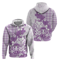 Purple Palaka Hawaiian And Japanese Zip Hoodie Maneki Neko And Sakura Bloom DT05 - Polynesian Pride