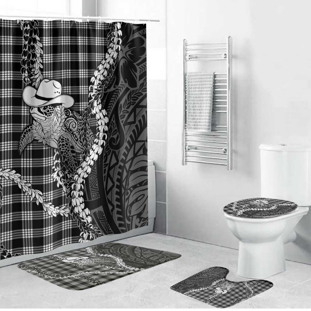 Black Hawaii Palaka Cowboy Turtle Bathroom Set Hawaiian Paniolo Puakenikeni Maile Lei DT05 Bathroom Set (4 pcs) Black - Polynesian Pride