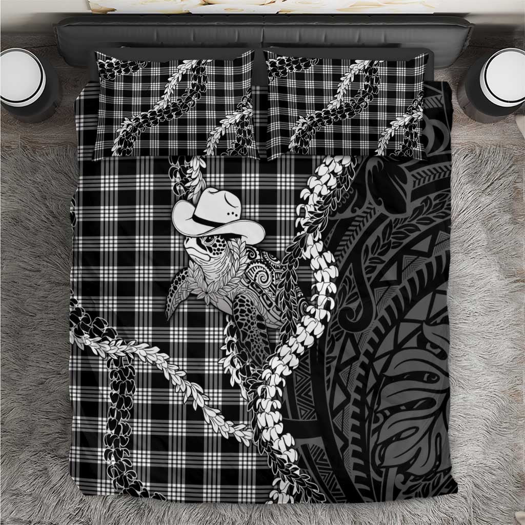 Black Hawaii Palaka Cowboy Turtle Bedding Set Hawaiian Paniolo Puakenikeni Maile Lei DT05 Black - Polynesian Pride