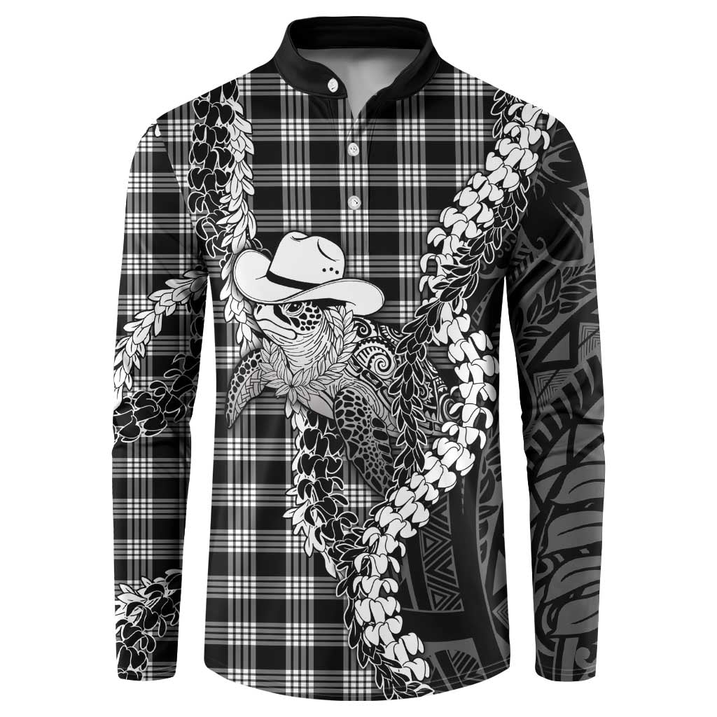 Black Hawaii Palaka Cowboy Turtle Button Sweatshirt Hawaiian Paniolo Puakenikeni Maile Lei DT05 Black - Polynesian Pride