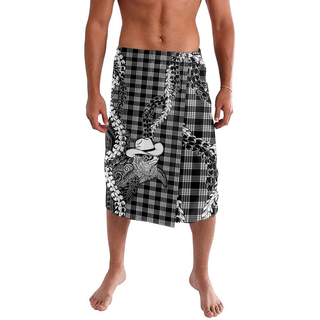 Black Hawaii Palaka Cowboy Turtle Lavalava Hawaiian Paniolo Puakenikeni Maile Lei DT05 Black - Polynesian Pride