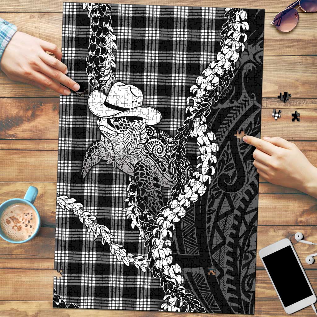 Black Hawaii Palaka Cowboy Turtle Puzzle Hawaiian Paniolo Puakenikeni Maile Lei DT05 Black - Polynesian Pride