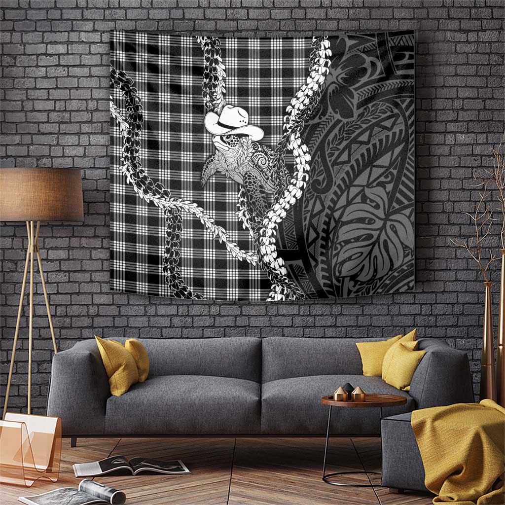 Black Hawaii Palaka Cowboy Turtle Tapestry Hawaiian Paniolo Puakenikeni Maile Lei DT05 Black - Polynesian Pride