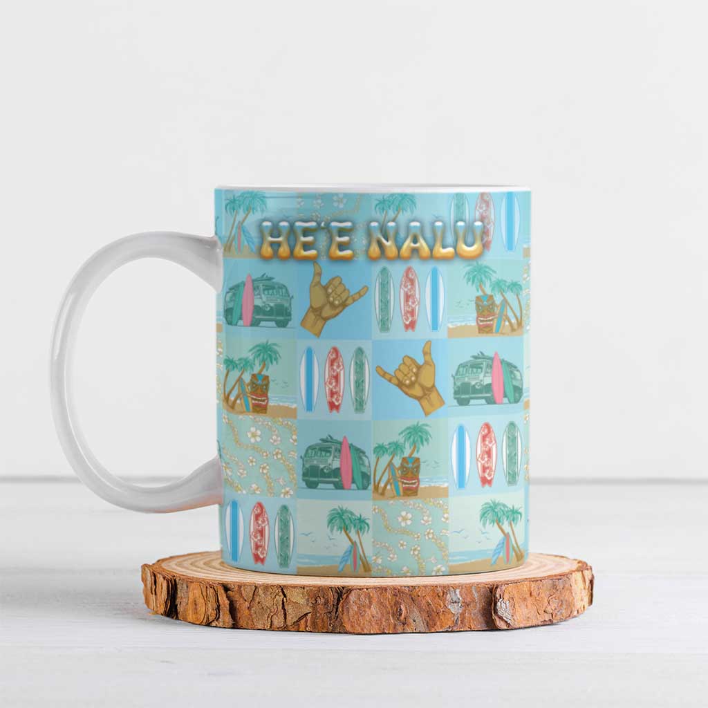 Custom Hawaii Surfing Ceramic Mug He'e Nalu DT05 Blue - Polynesian Pride
