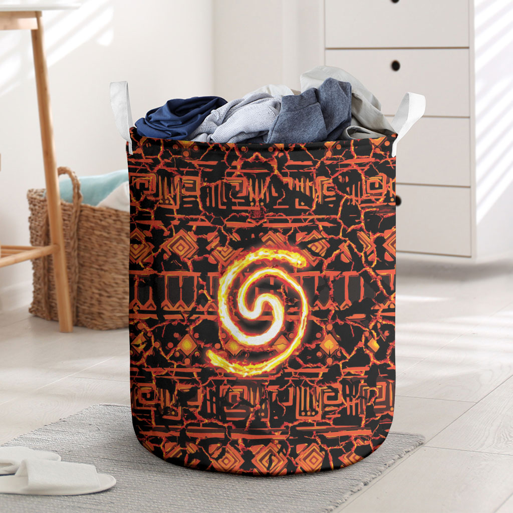 Polynesia Lava Monster Cosplay Laundry Basket Fiery Glowing Volcano Crack Pattern DT05 Red - Polynesian Pride