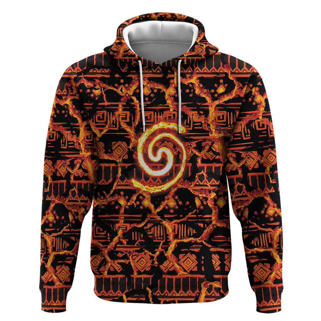 Polynesia Lava Monster Cosplay Hoodie Fiery Glowing Volcano Crack Pattern DT05 Pullover Hoodie Red - Polynesian Pride