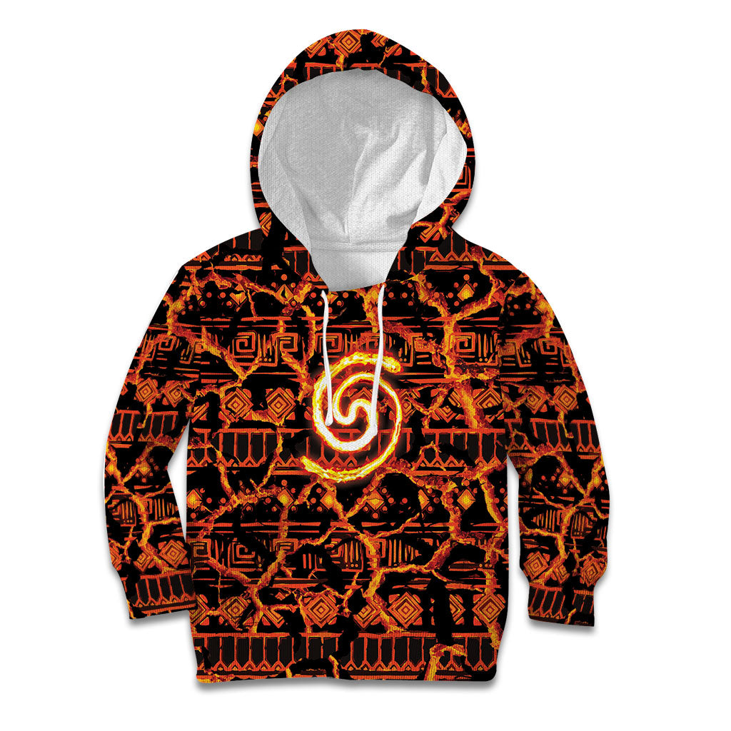 Polynesia Lava Monster Cosplay Kid Hoodie Fiery Glowing Volcano Crack Pattern DT05 Hoodie Red - Polynesian Pride
