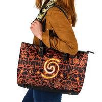 Polynesia Lava Monster Cosplay Leather Tote Bag Fiery Glowing Volcano Crack Pattern DT05 Red - Polynesian Pride