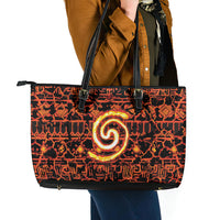 Polynesia Lava Monster Cosplay Leather Tote Bag Fiery Glowing Volcano Crack Pattern DT05 - Polynesian Pride