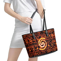 Polynesia Lava Monster Cosplay Leather Tote Bag Fiery Glowing Volcano Crack Pattern DT05 - Polynesian Pride