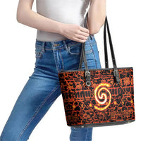 Polynesia Lava Monster Cosplay Leather Tote Bag Fiery Glowing Volcano Crack Pattern DT05 - Polynesian Pride